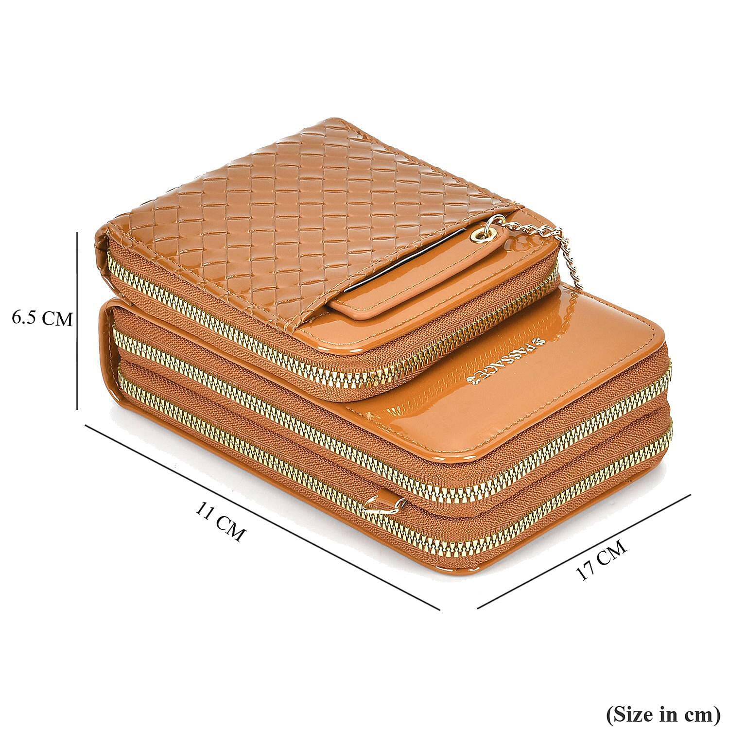 Crossbody Cell Phone Wallet Bag (Size 11x6x17 cm) - Brown