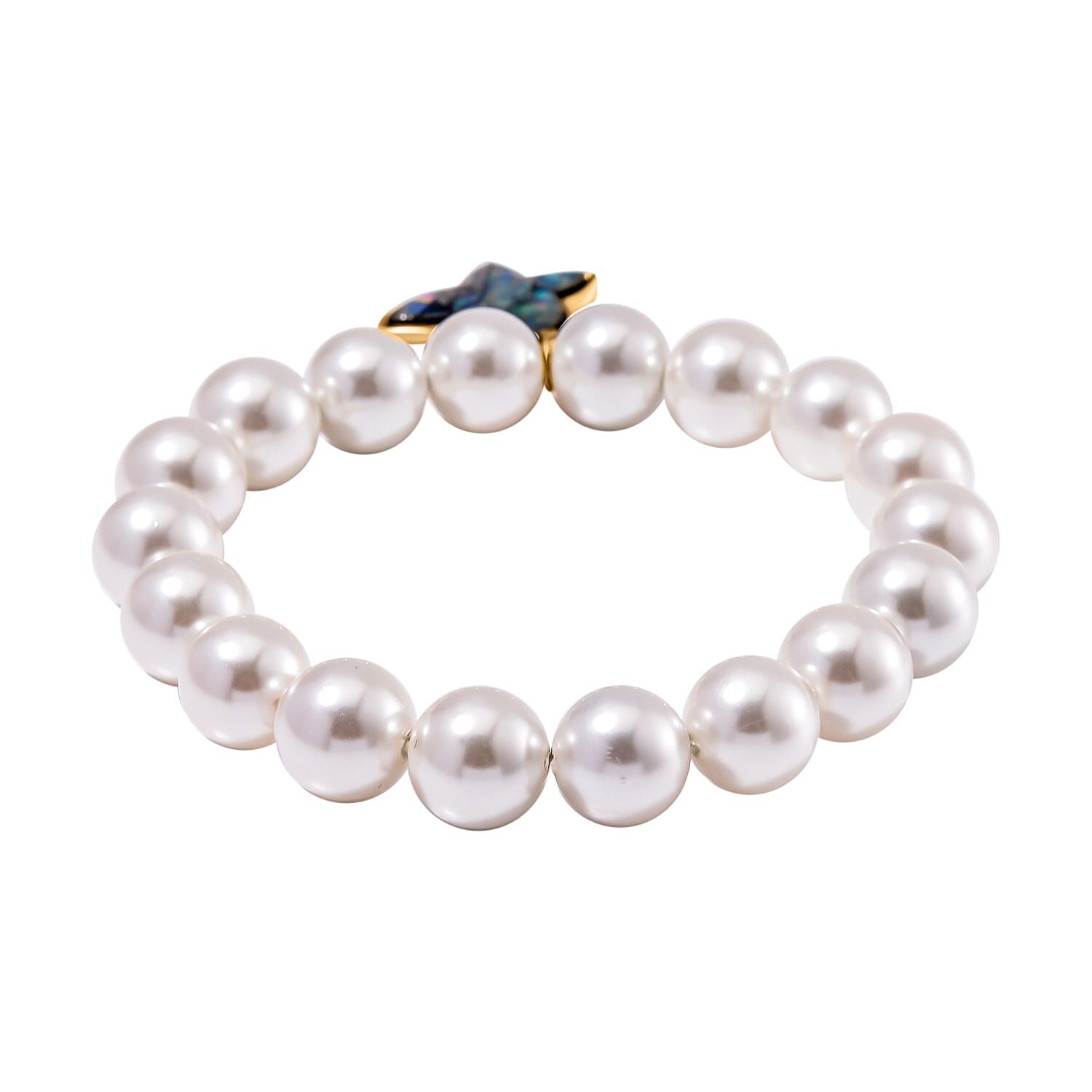 South Sea White Colour Shell Pearl & Abalone Shell Butterfly Bracelet (Size 7 Stretchable)  198.00 Ct.