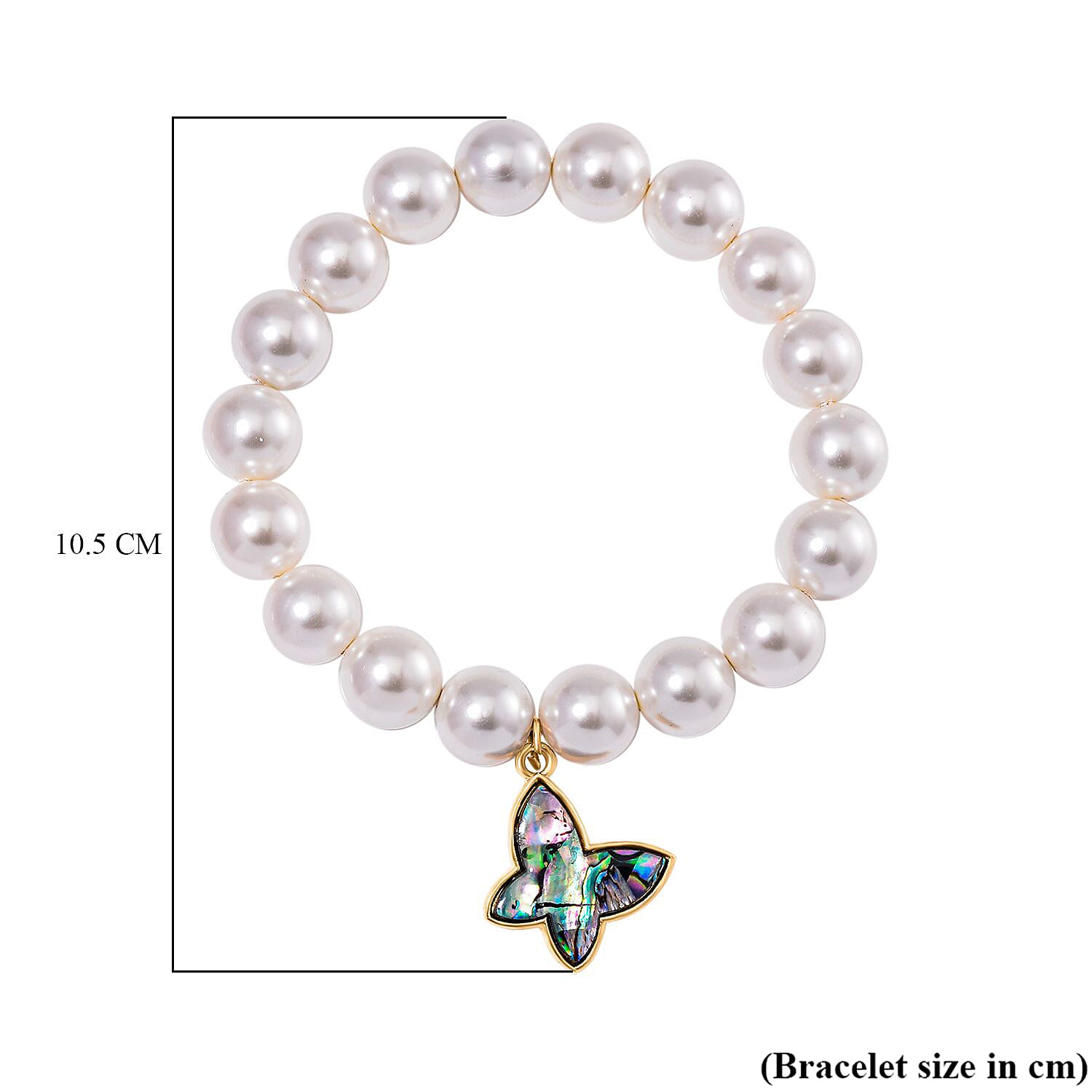 South Sea White Colour Shell Pearl & Abalone Shell Butterfly Bracelet (Size 7 Stretchable)  198.00 Ct.