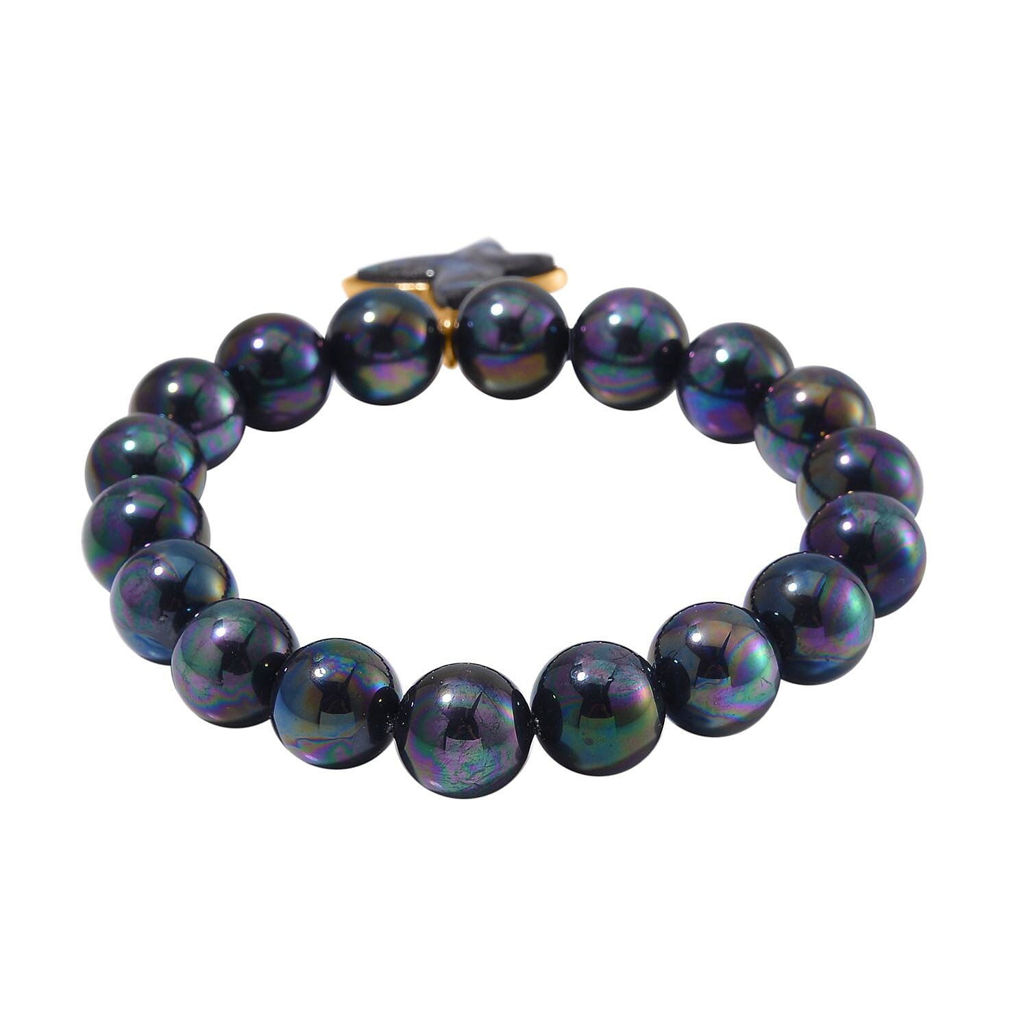 Tahitian Colour Peacock Shell Pearl & Abalone Shell Butterfly Bracelet (Size 7 Stretchable) 198.00 Ct.