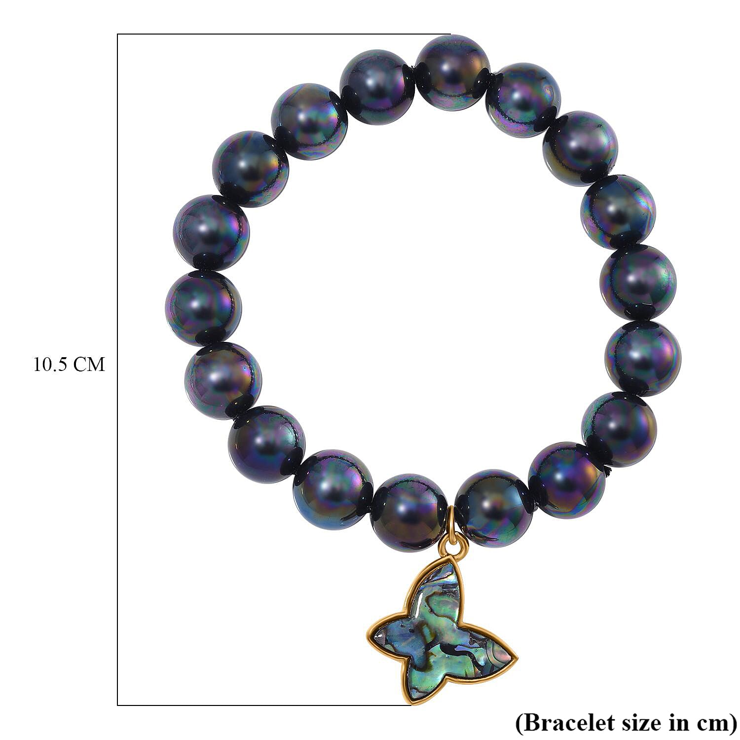 Tahitian Colour Peacock Shell Pearl & Abalone Shell Butterfly Bracelet (Size 7 Stretchable) 198.00 Ct.