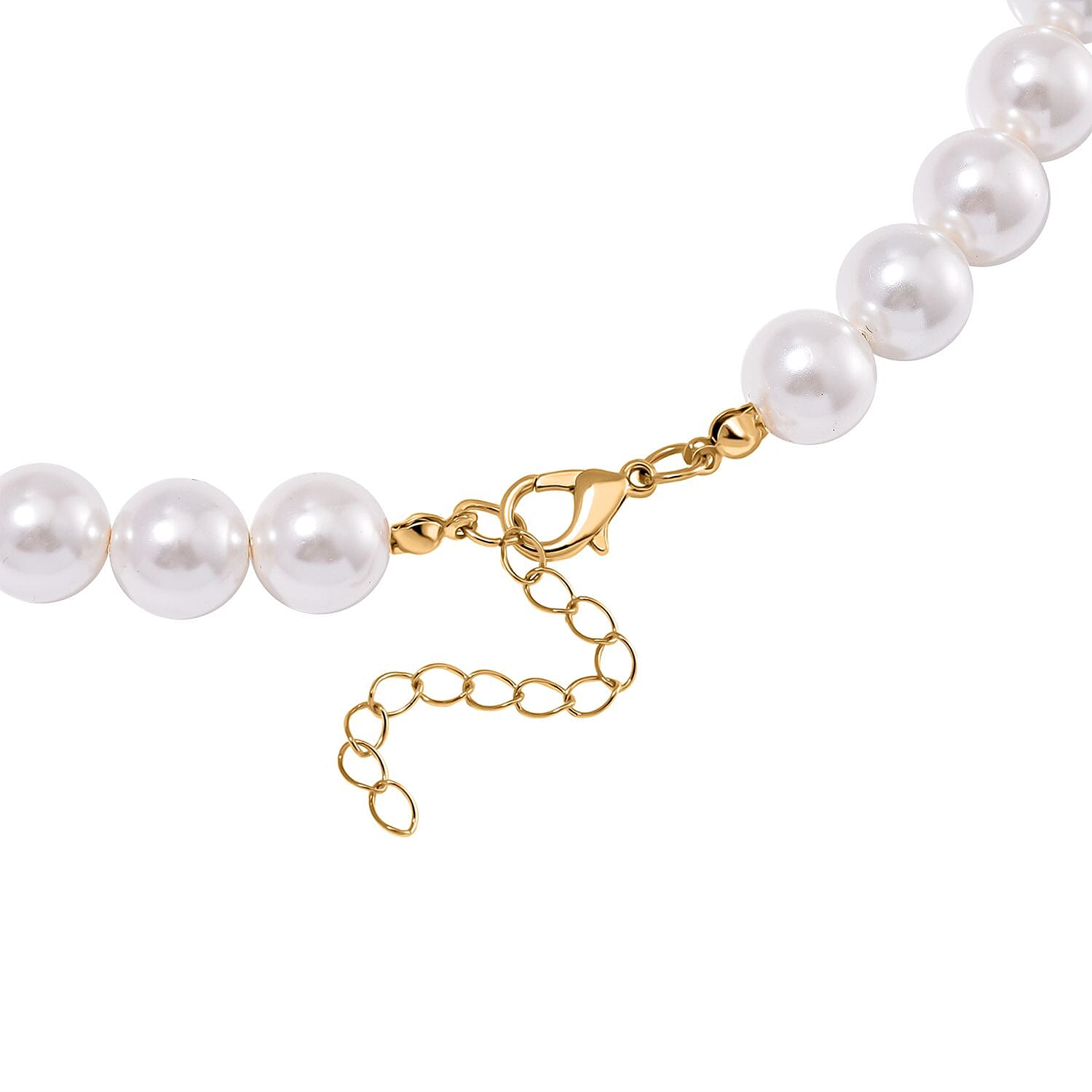 South Sea White Colour Shell Pearl and Abalone Shell Heart Necklace (Size - 18 + 2 Ext) with Lobster Clasp 395.00 Ct.