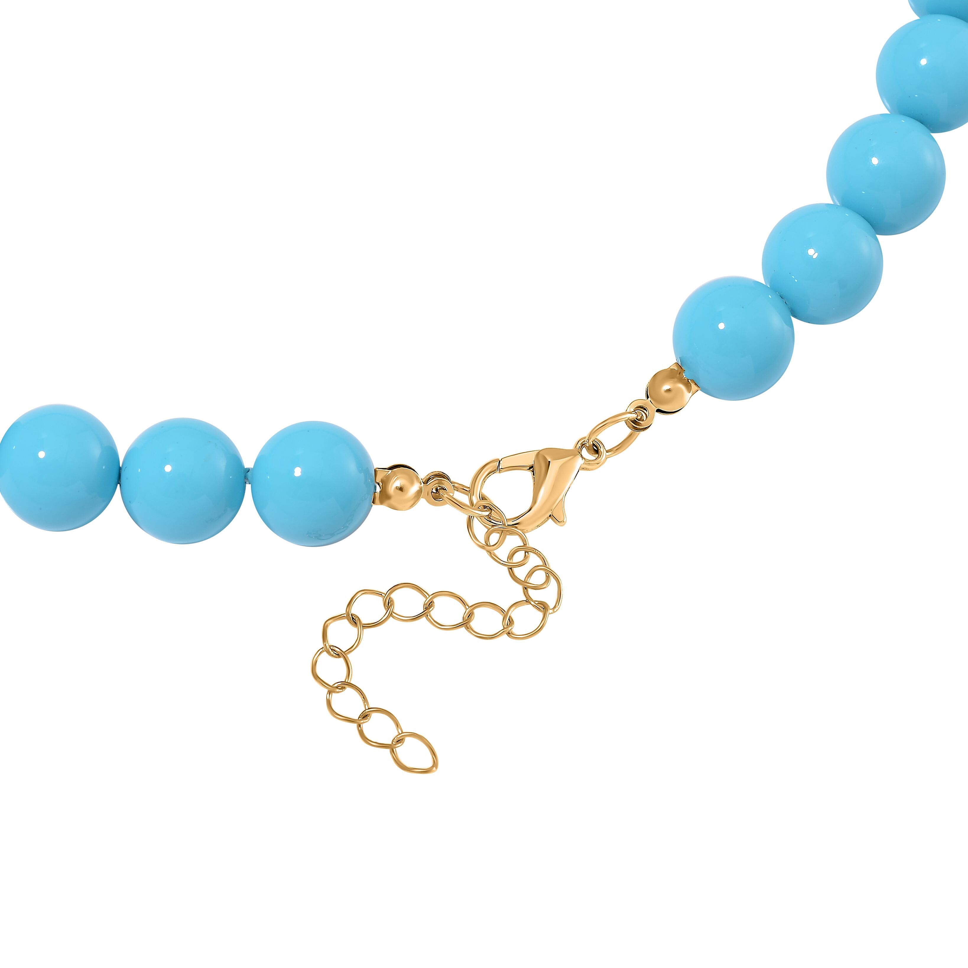 Sleeping Beauty Turquoise Colour Shell Pearl & Abalone Shell Heart Necklace (Size - 18 - 2 Ext) with Lobster Clasp 395.00 Ct.