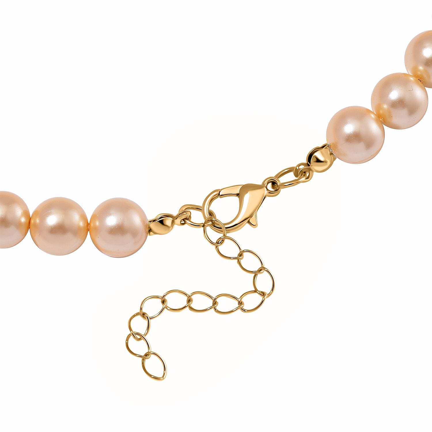 Golden South Sea Colour Shell Pearl & Abalone Shell Heart Necklace (Size - 18 - 2 Ext) with Lobster Clasp 395.00 Ct.