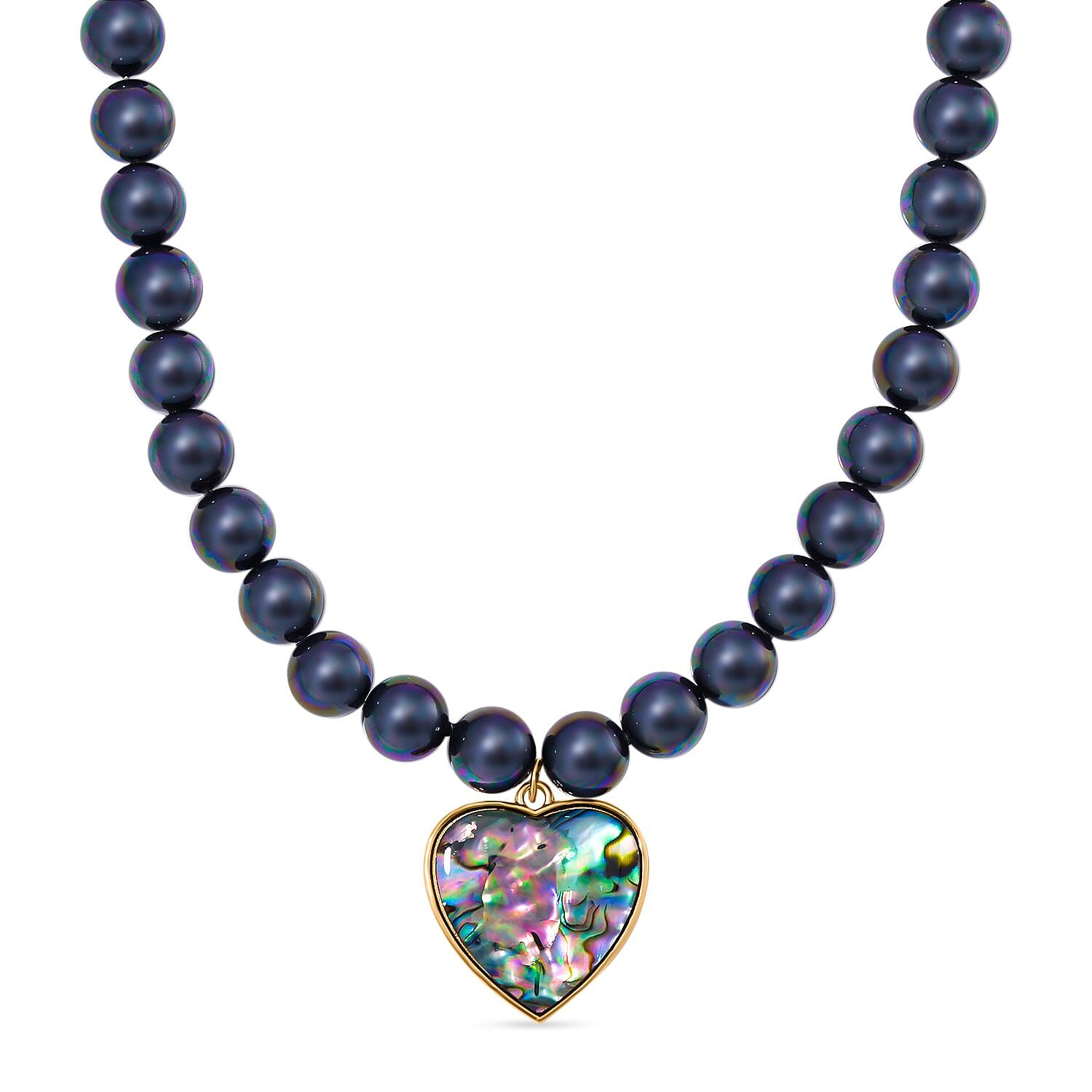 Tahitian Colour Shell Pearl & Abalone Shell Heart Necklace (Size - 18 - 2 Ext) with Lobster Clasp 395.00 Ct.