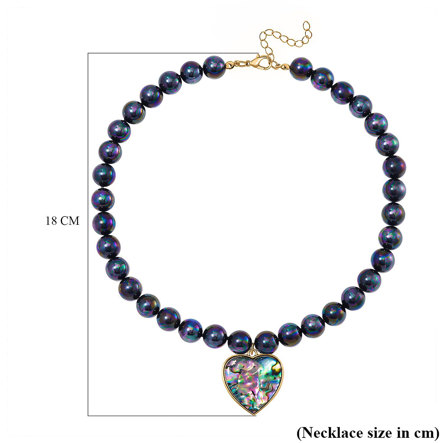 Tahitian Colour Shell Pearl & Abalone Shell Heart Necklace (Size - 18 - 2 Ext) with Lobster Clasp 395.00 Ct.