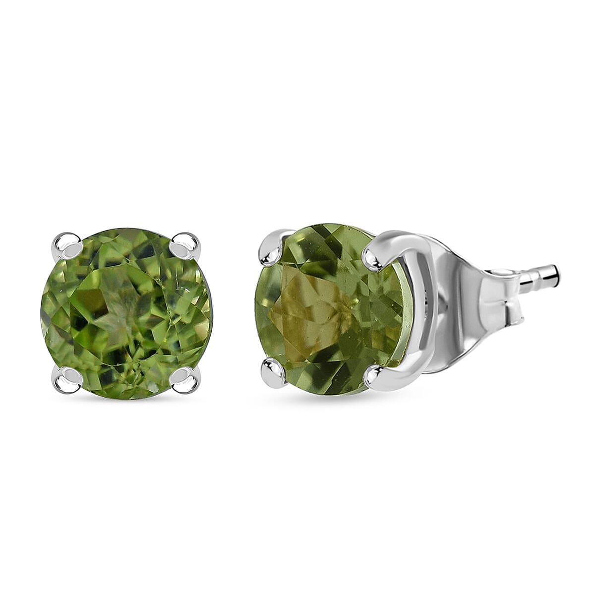 Peridot Push Back Earring  in Overlay Sterling Silver 1.60 Ct.