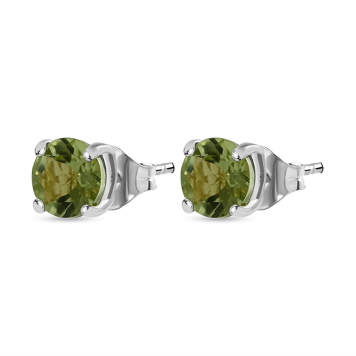 Peridot Push Back Earring  in Overlay Sterling Silver 1.60 Ct.