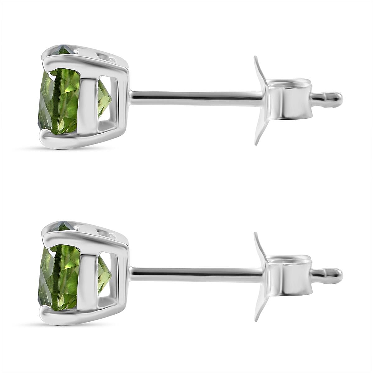 Peridot Push Back Earring  in Overlay Sterling Silver 1.60 Ct.