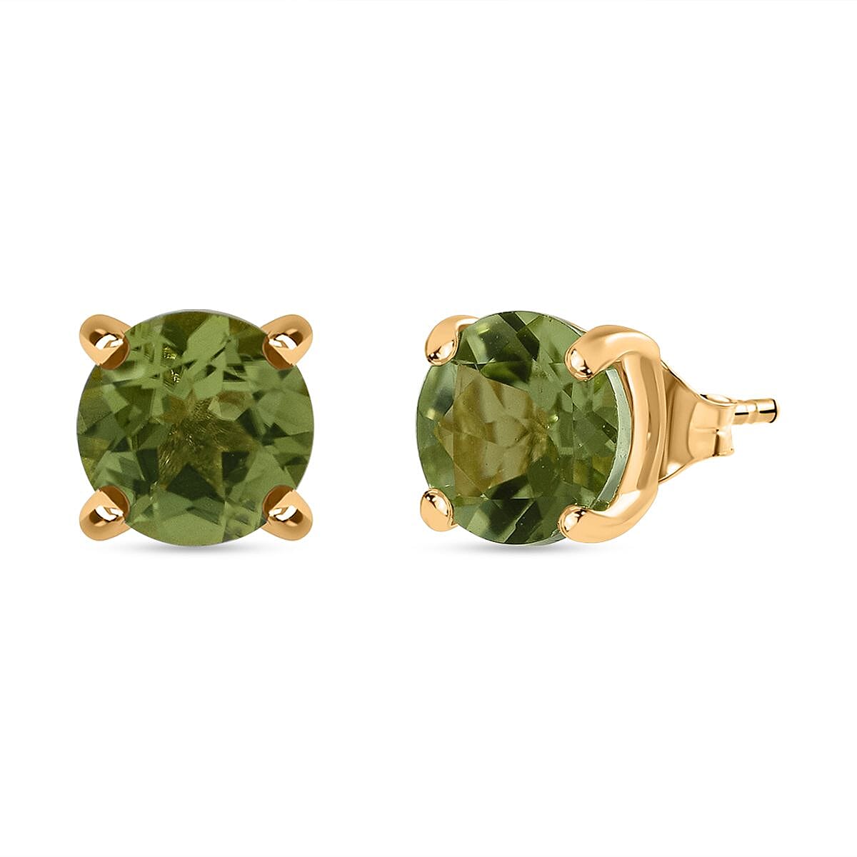 Peridot Push Back Earring in Yellow Gold Overlay Sterling Silver    1.60 Ct.