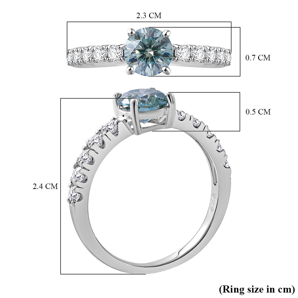 Rare Find - Paraiba Moissanite Solitaire Ring in Rhodium Overlay Sterling Silver 1.41 ct