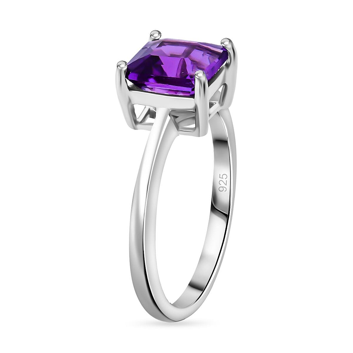 African Amethyst Ring in Rhodium Overlay Sterling Silver 1.53 Ct.