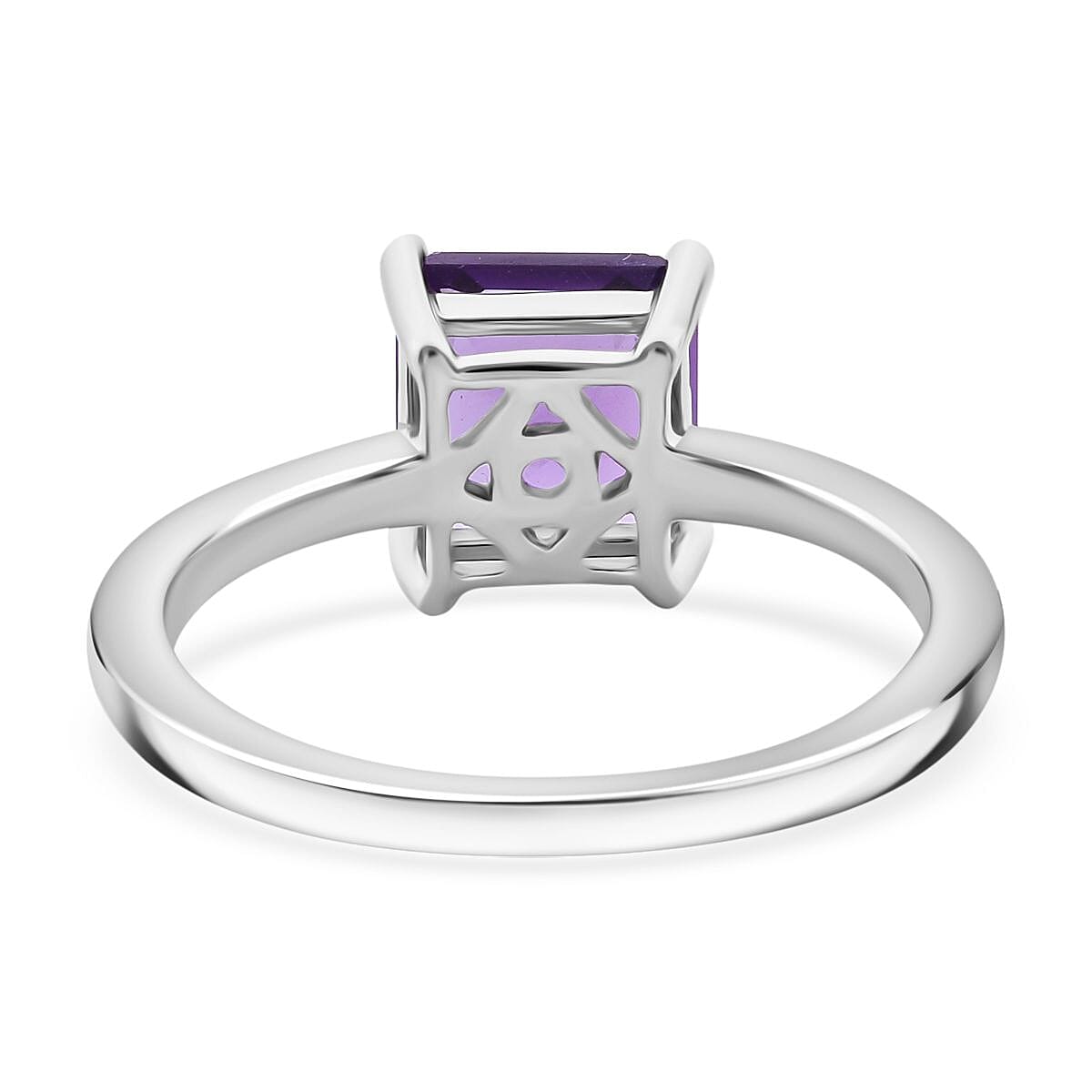 African Amethyst Ring in Rhodium Overlay Sterling Silver 1.53 Ct.