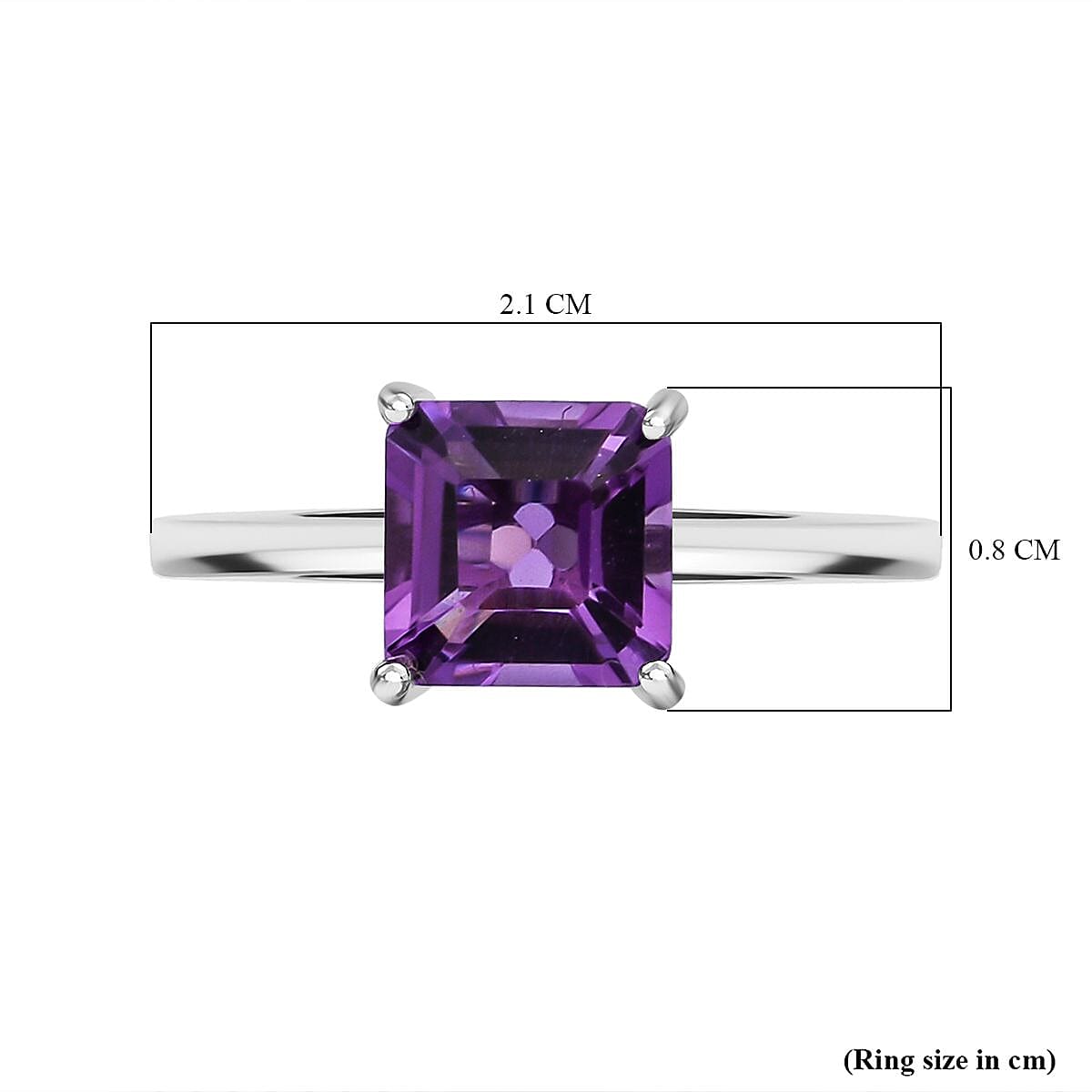 African Amethyst Ring in Rhodium Overlay Sterling Silver 1.53 Ct.