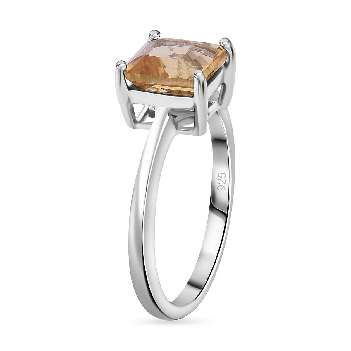 Citrine Ring in Rhodium Overlay Sterling Silver 1.60 Ct.