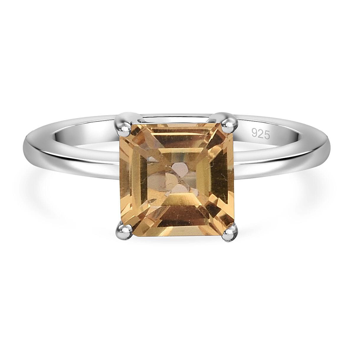 Citrine Ring in Rhodium Overlay Sterling Silver 1.60 Ct.