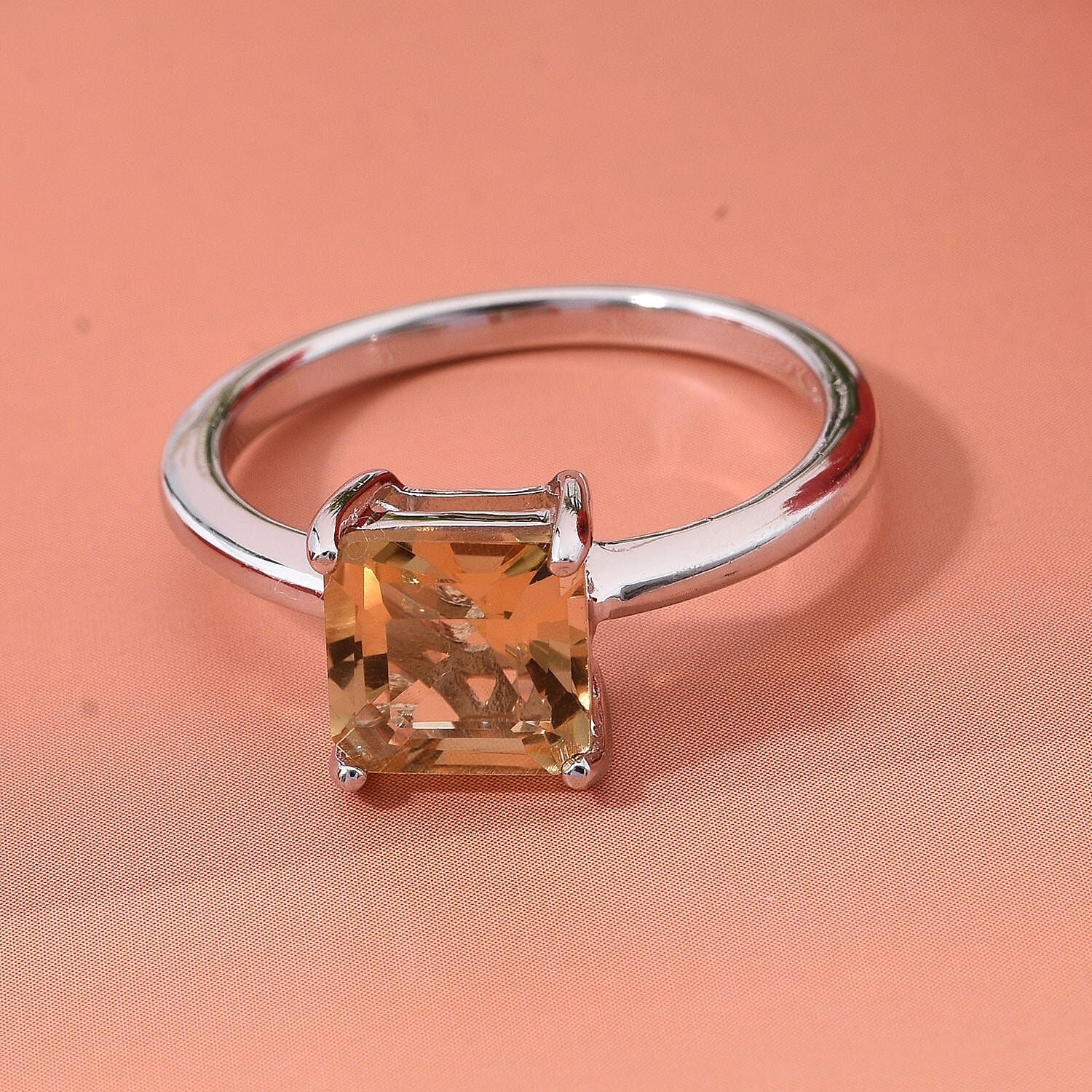 Citrine Ring in Rhodium Overlay Sterling Silver 1.60 Ct.