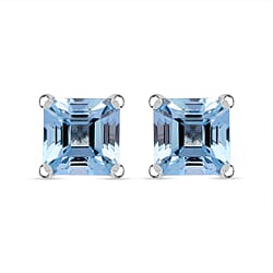 Skyblue Topaz Earring in Rhodium Overlay Sterling Silver 2.780 Ct.