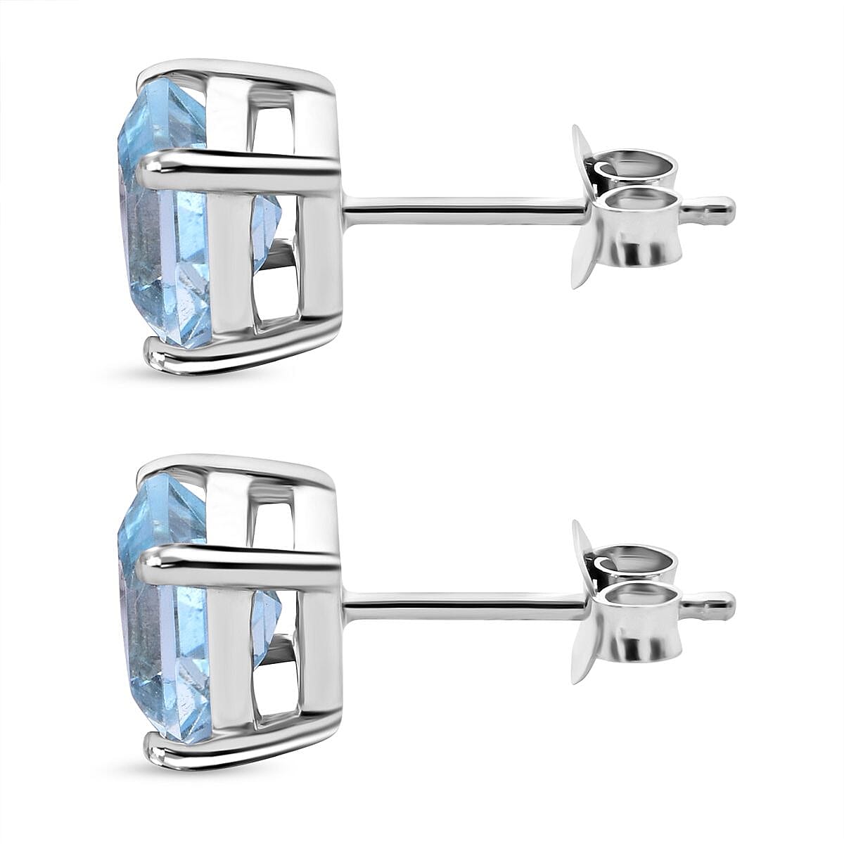 Skyblue Topaz Earring in Rhodium Overlay Sterling Silver 2.780 Ct.