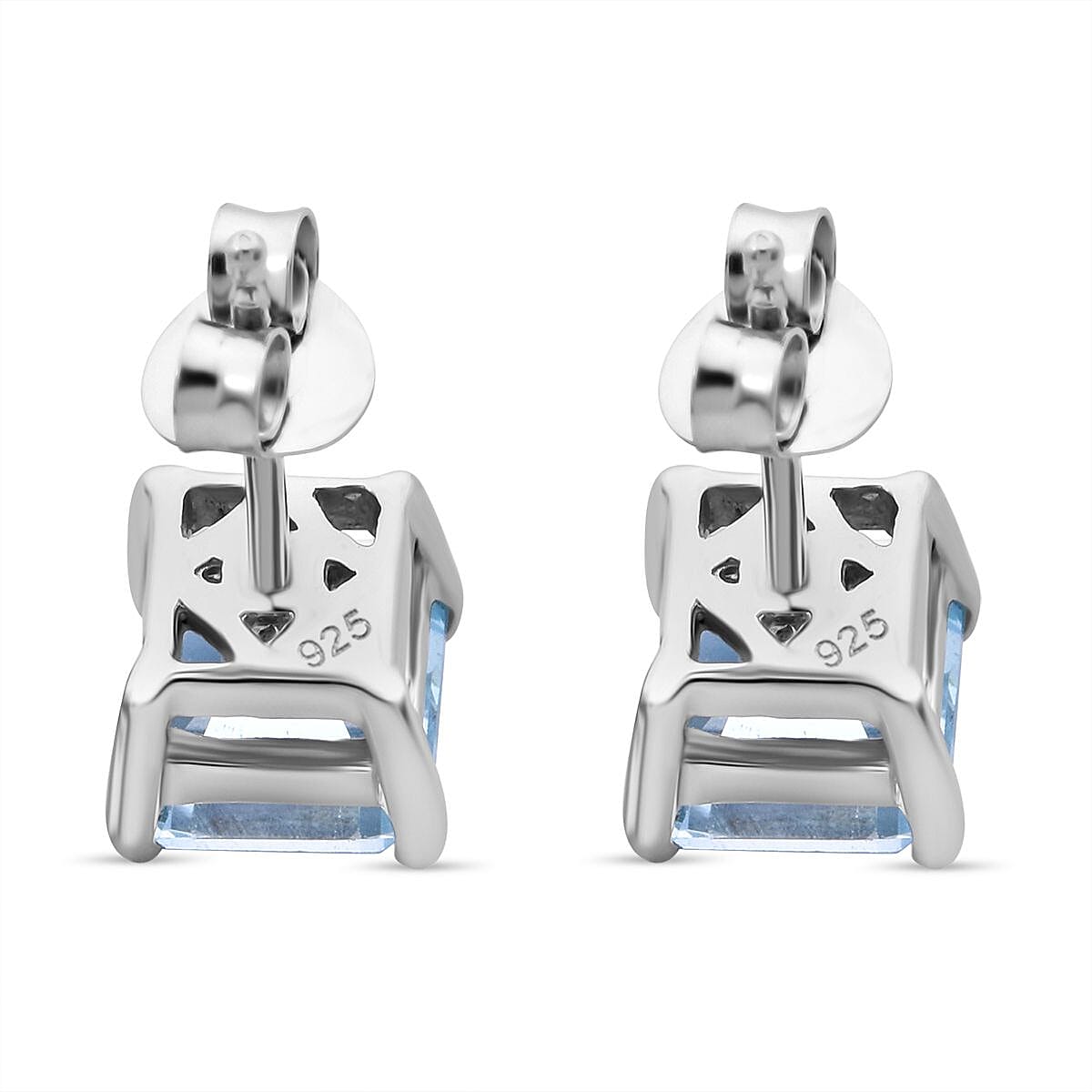 Skyblue Topaz Earring in Rhodium Overlay Sterling Silver 2.780 Ct.