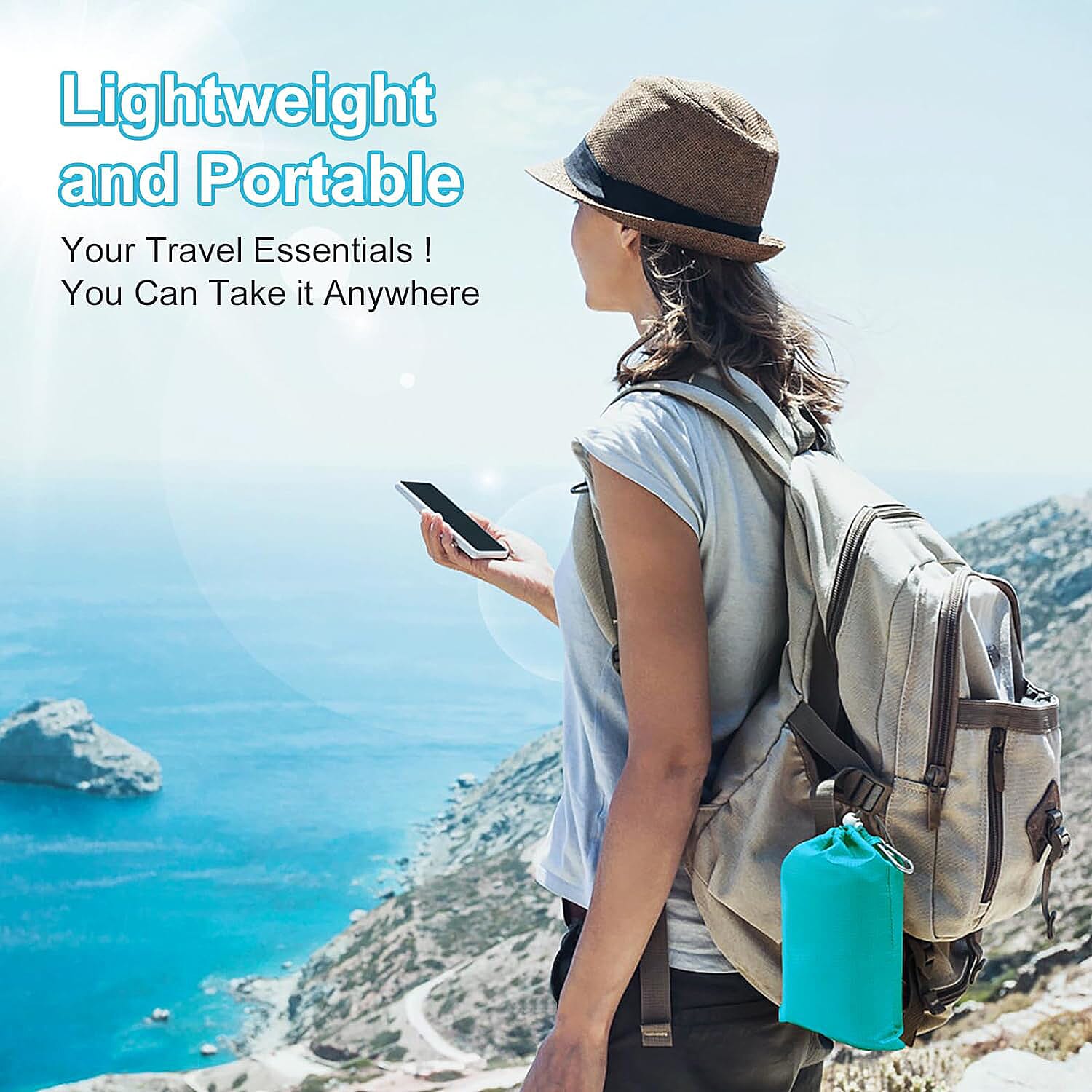 ISOPHO Beach Blanket Picnic Blanket - Blue & Green