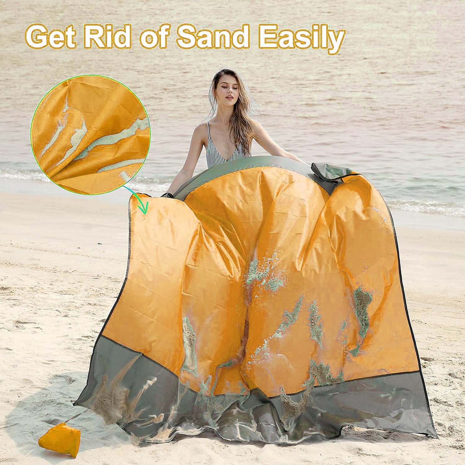 ISOPHO Beach Picnic Blanket (Size Large, 210x200 cm) - Orange