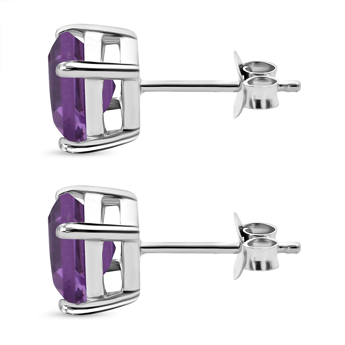 African Amethyst Earring in Rhodium Overlay Sterling Silver 2.07 Ct.