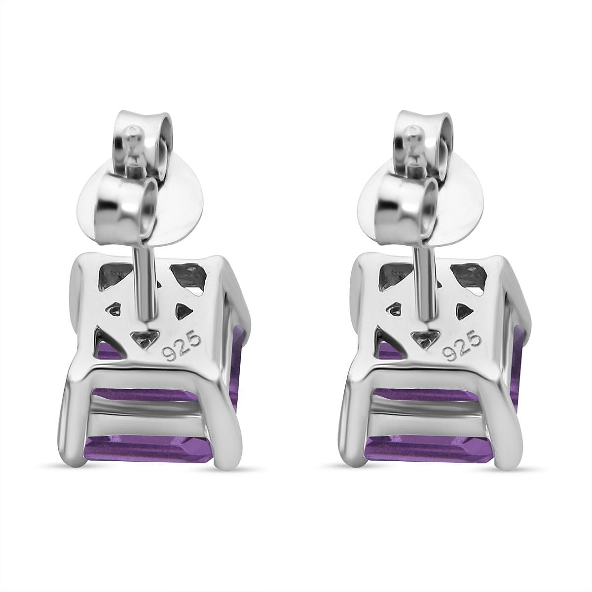 African Amethyst Earring in Rhodium Overlay Sterling Silver 2.07 Ct.