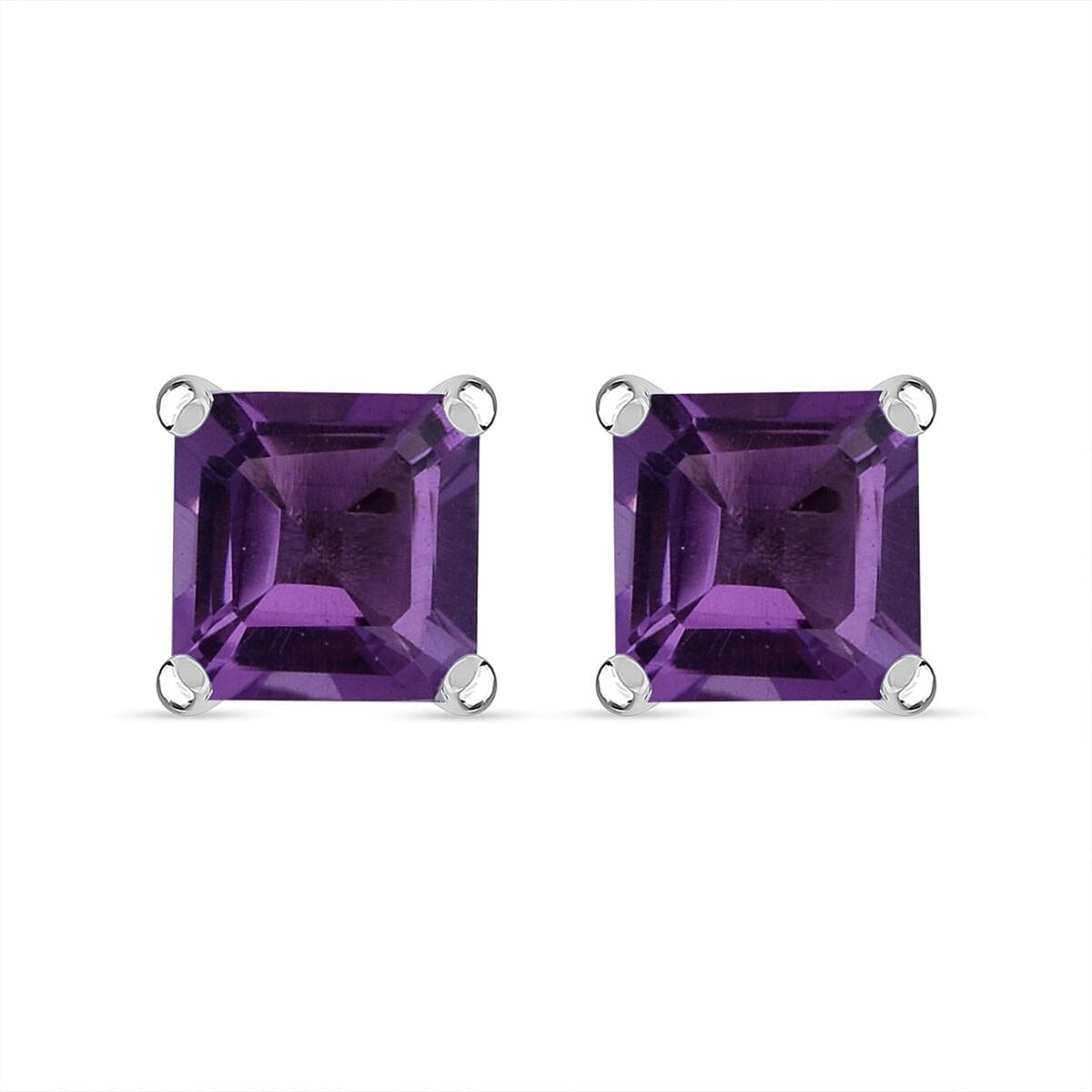 African Amethyst Earring in Rhodium Overlay Sterling Silver 2.07 Ct.