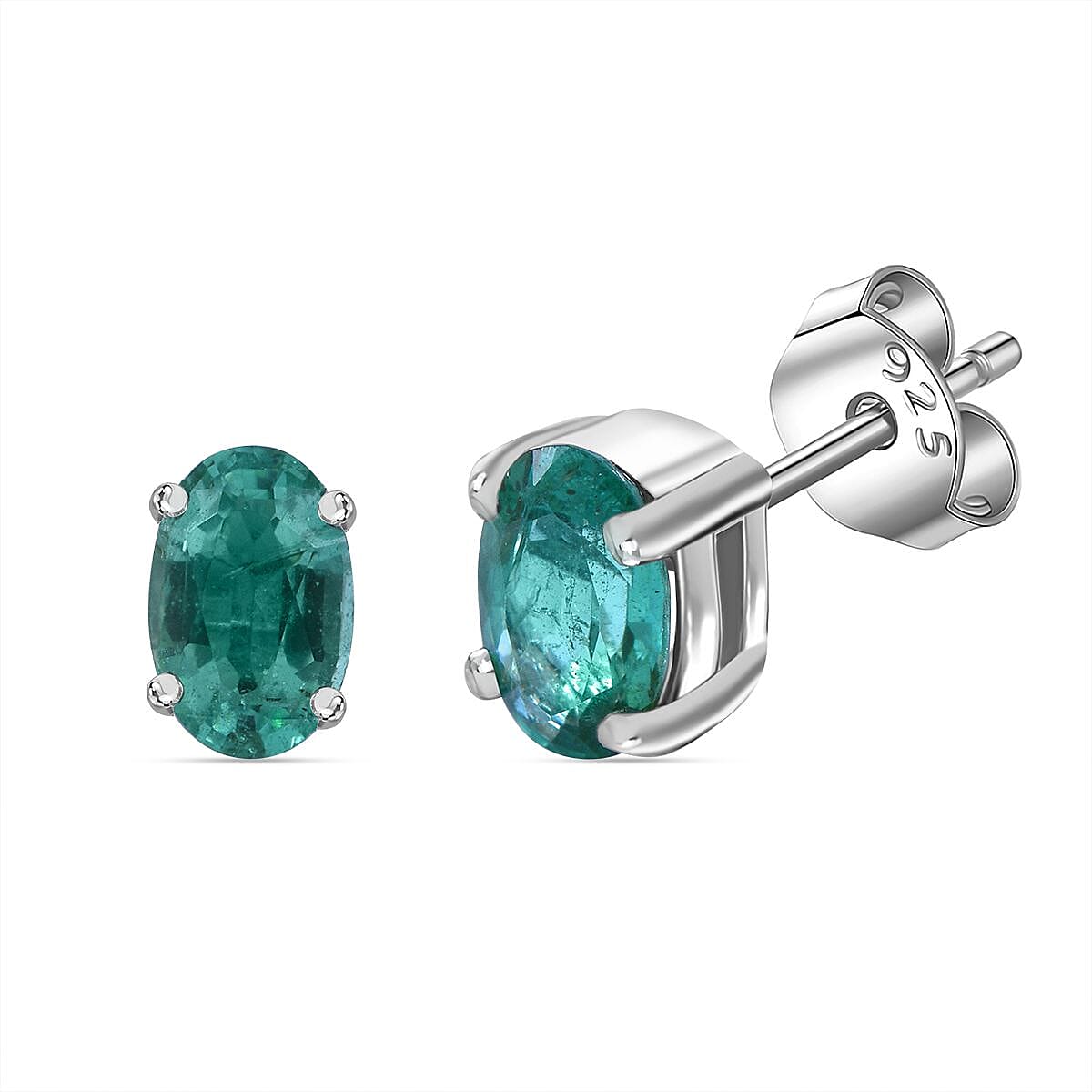 AAA Gemfields Zambian Emerald Earring in Platinum Sterling Silver 1.00 Cts