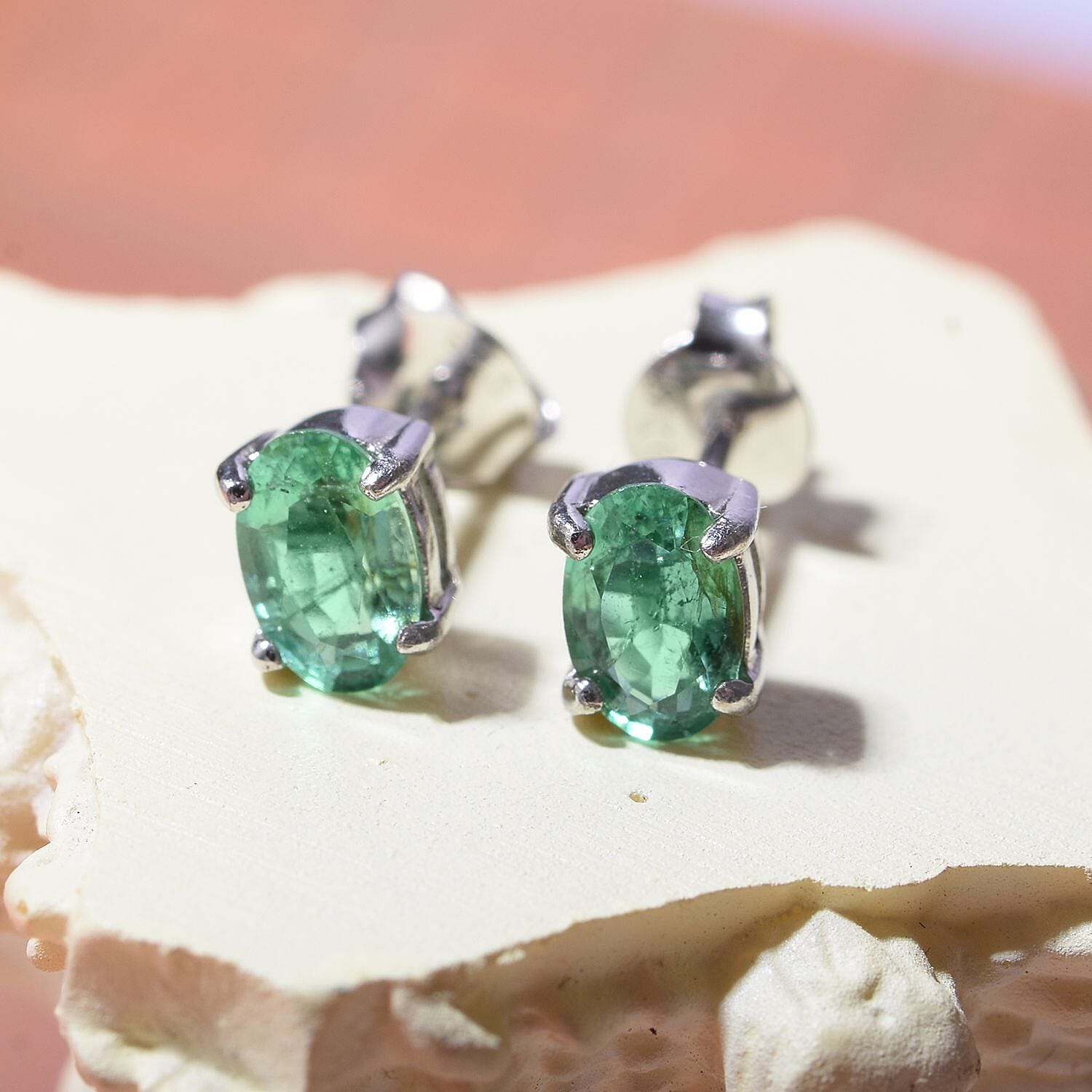 AAA Gemfields Zambian Emerald Earring in Platinum Sterling Silver 1.00 Cts