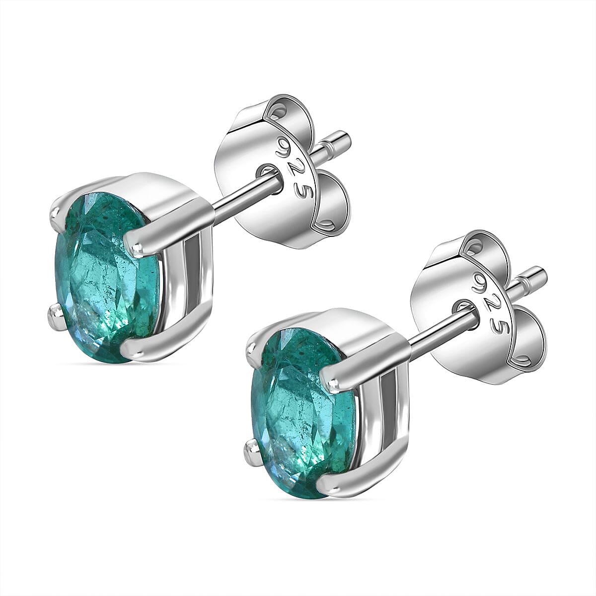 AAA Gemfields Zambian Emerald Earring in Platinum Sterling Silver 1.00 Cts