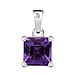Asscher Cut Zambian Amethyst Pendant in Rhodium Overlay Sterling Silver 1.53 Ct.