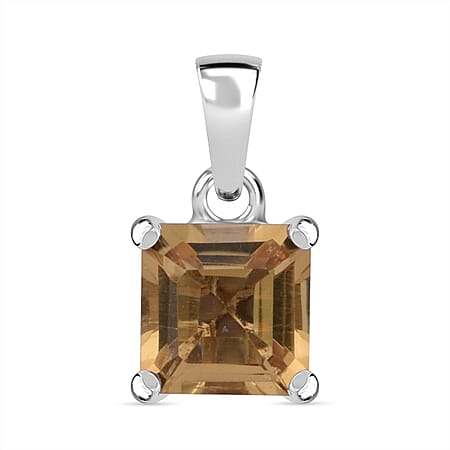 Citrine Pendant in Rhodium Overlay Sterling Silver 1.60 Ct.