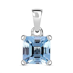 Skyblue Topaz Pendant in Rhodium Overlay Sterling Silver 2.13 Ct.