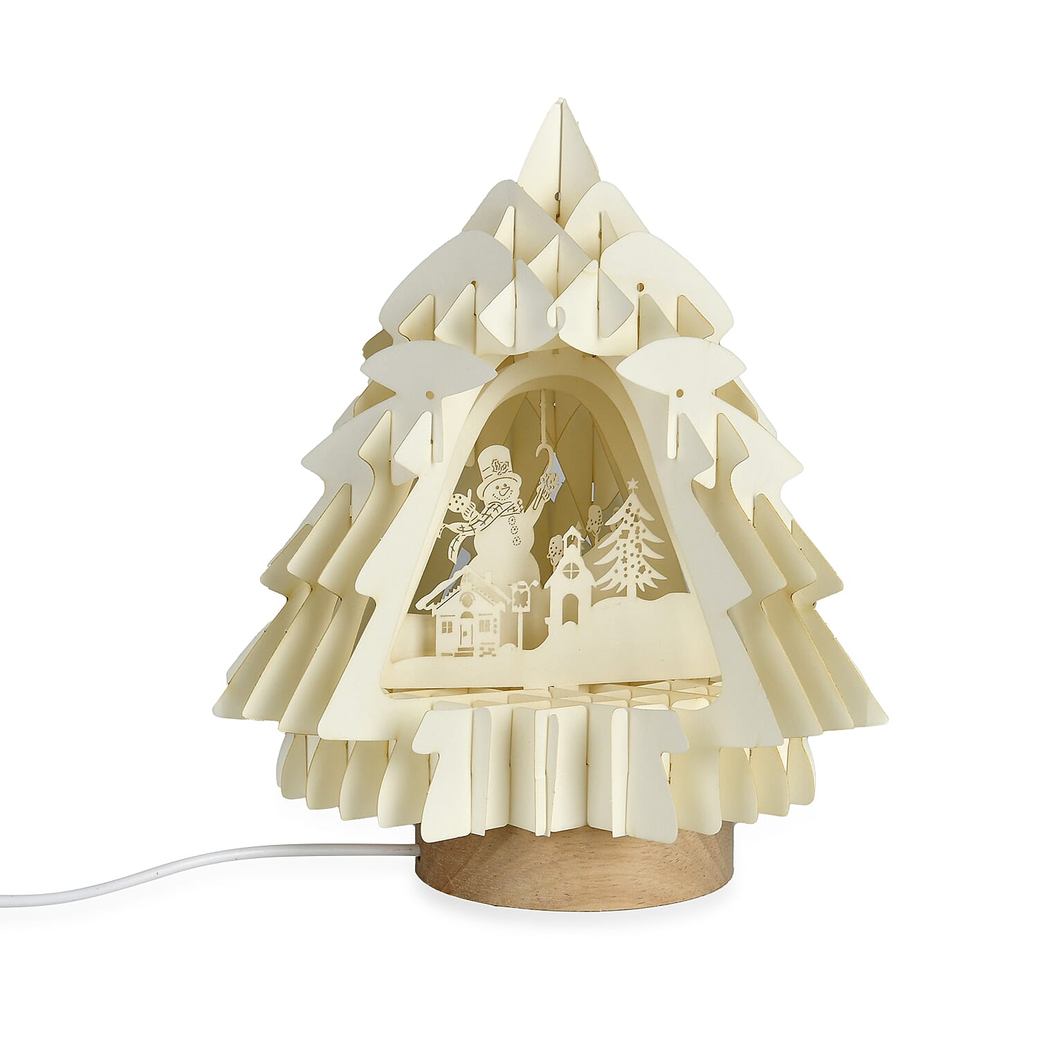 3D Paper Tree Lamp Snowman - White