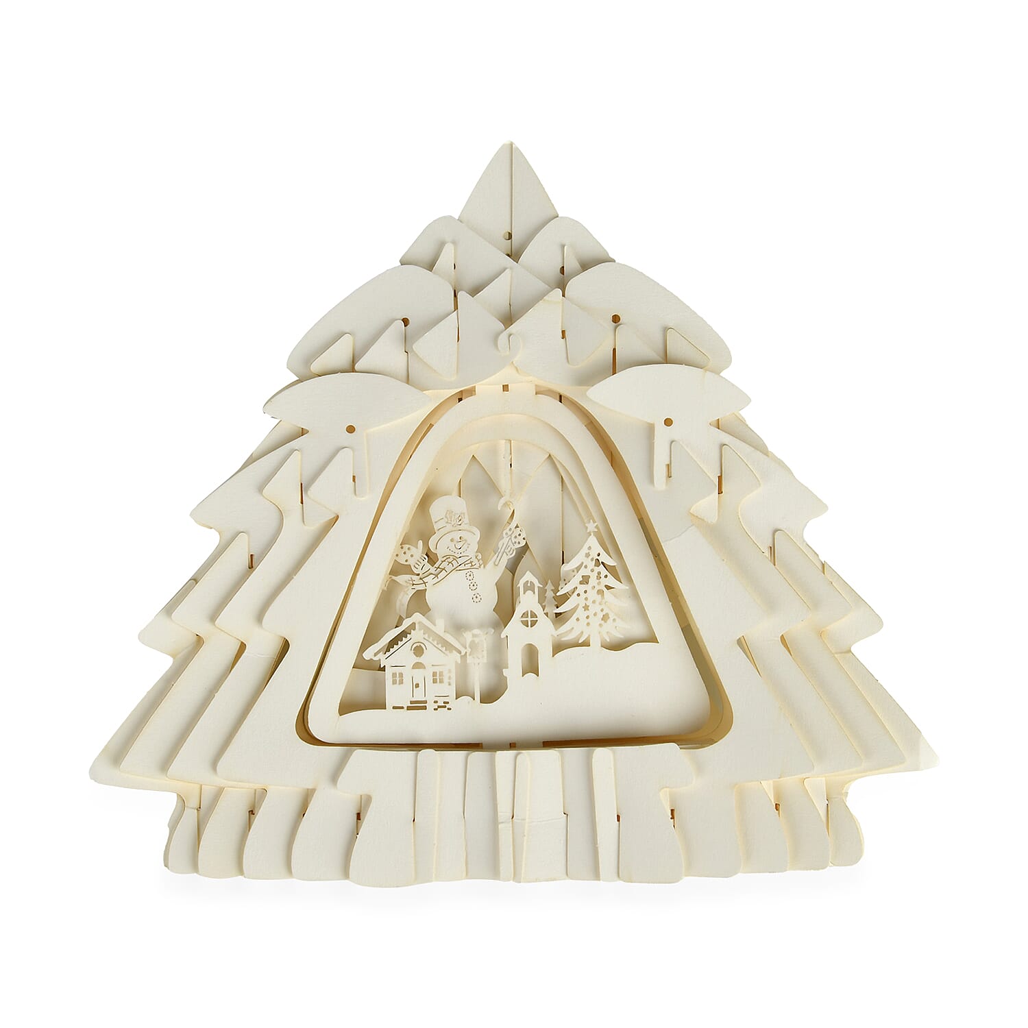 3D Paper Tree Lamp Snowman - White