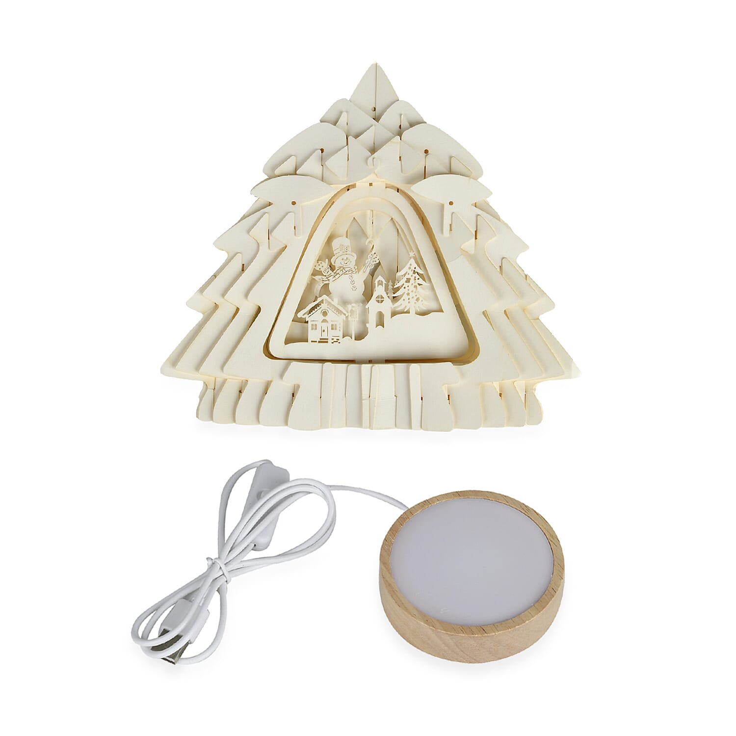 3D Paper Tree Lamp Snowman - White