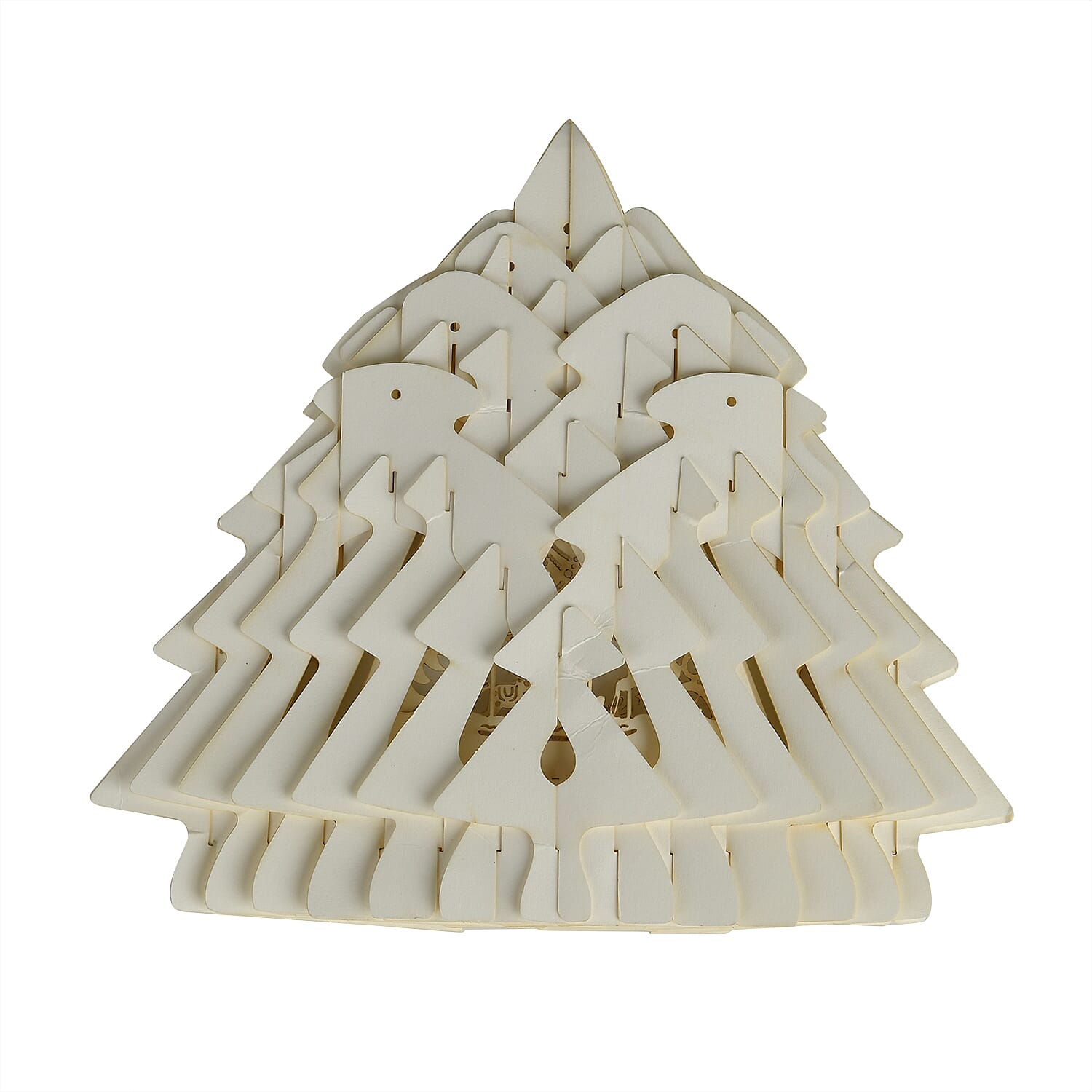 3D Paper Tree Lamp with Merry Christmas - White