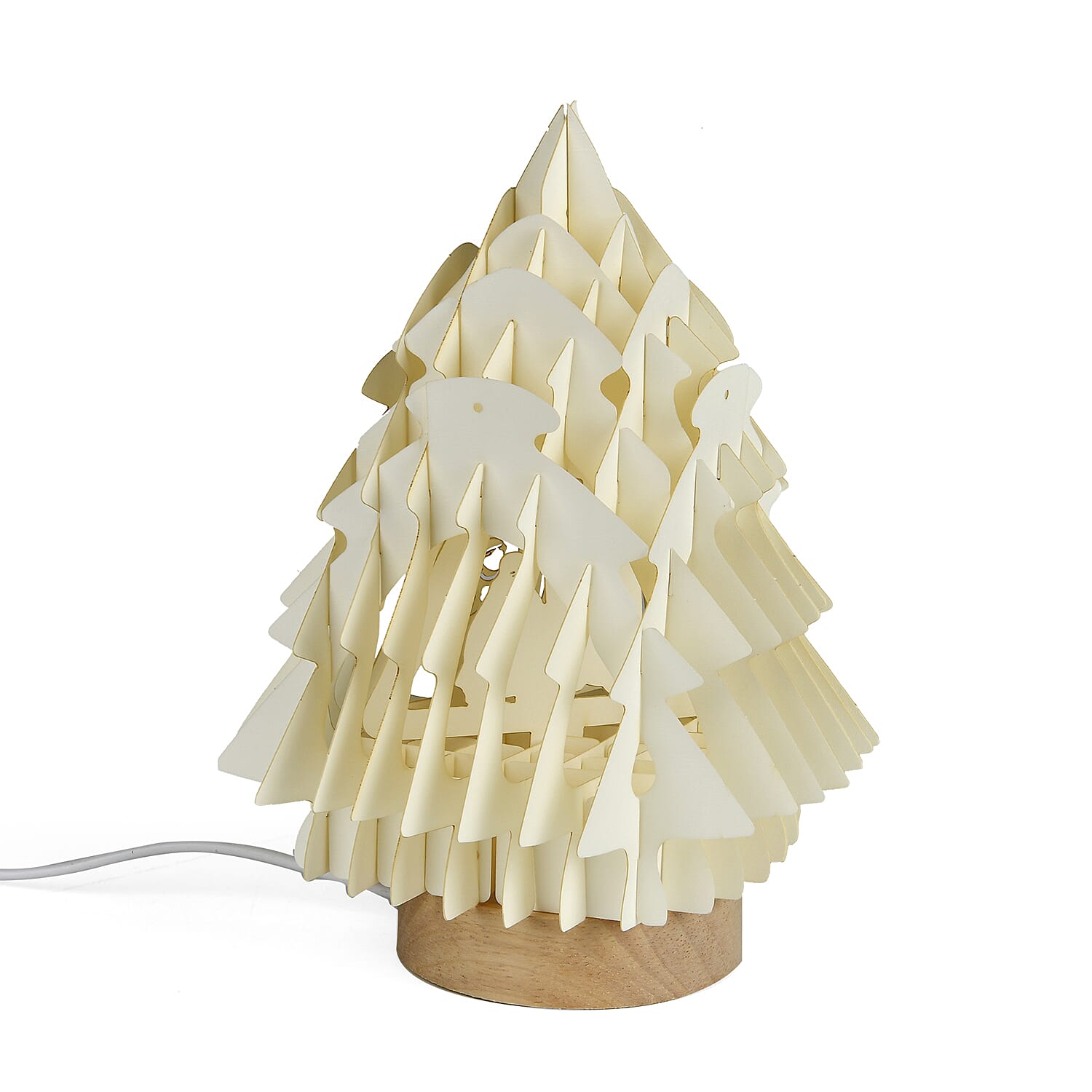 3D Paper Tree Lamp with Birth of Jesus - White