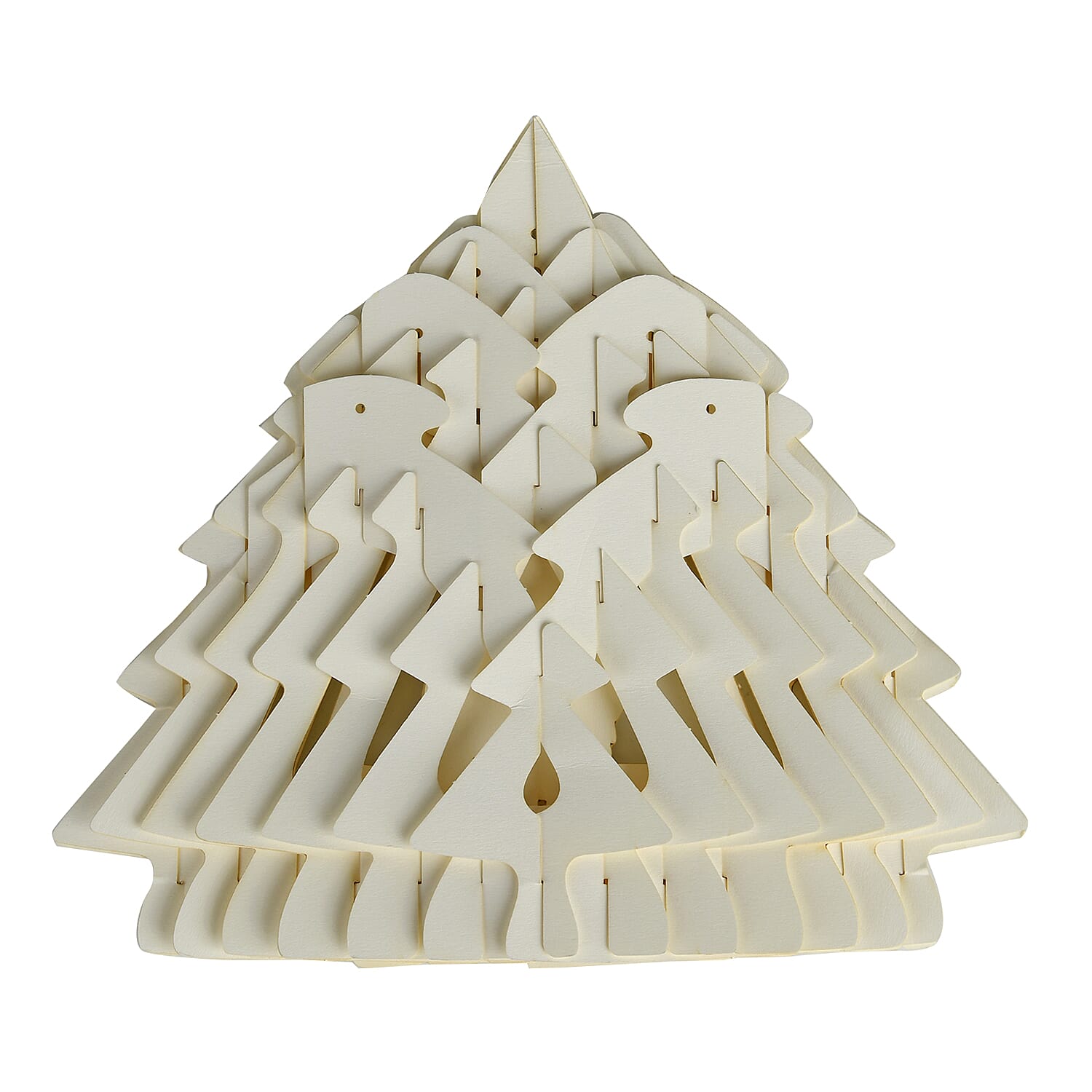 3D Paper Tree Lamp with Birth of Jesus - White