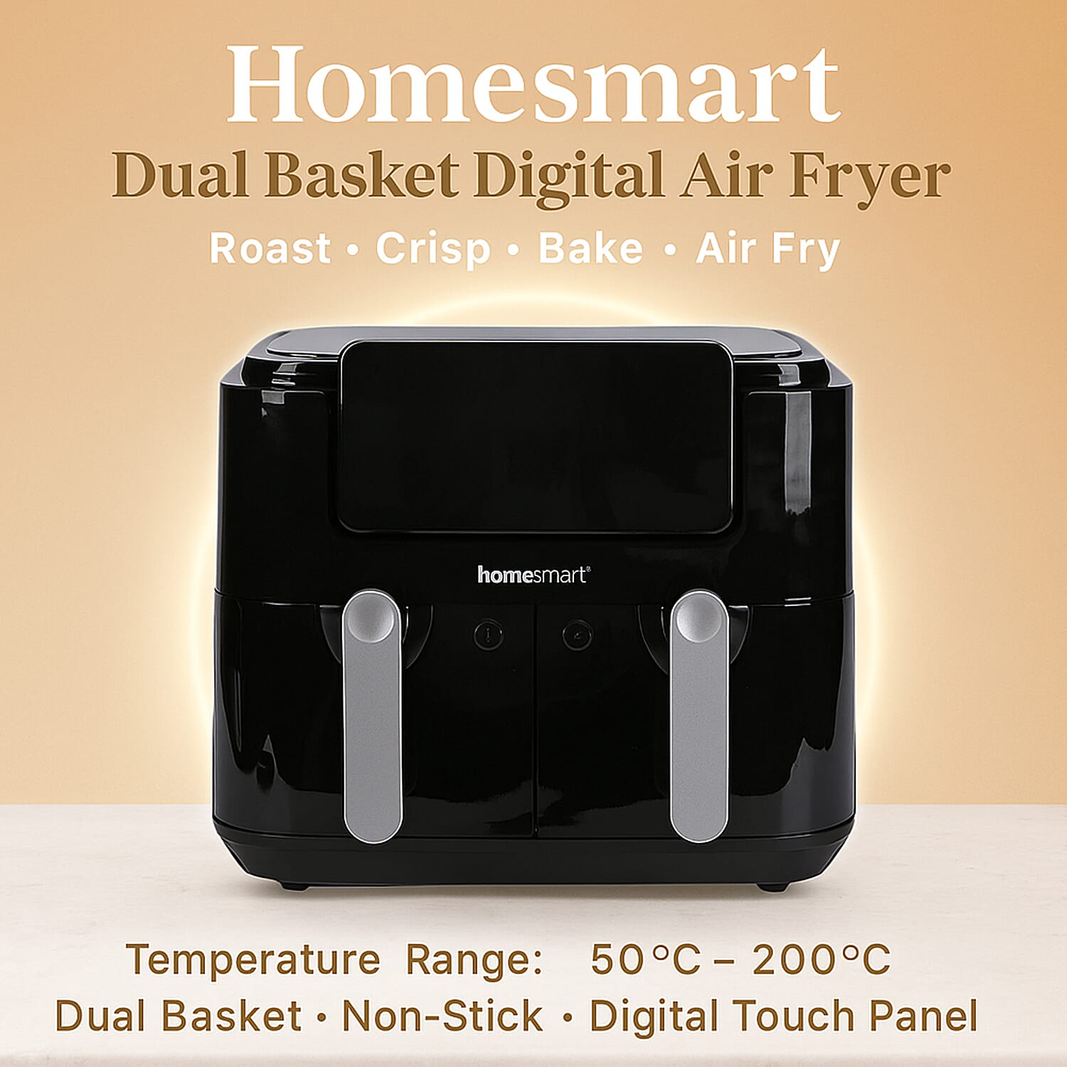 LOWEST EVER PRICE -Homesmart Dual Basket Digital Air Fryer - Roast, Crisp, Bake - 50c-200c. Non Stick Baskets.