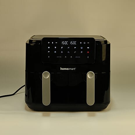 Homesmart Dual Basket Digital Air Fryer - Roast, Crisp, Bake - 50c-200c. Non Stick Baskets.