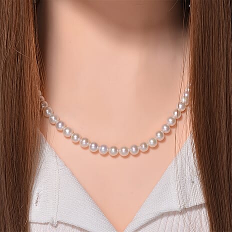 AAA Natural White Edison Pearl Necklace (Size - 20) in Yellow Gold Overlay Sterling Silver