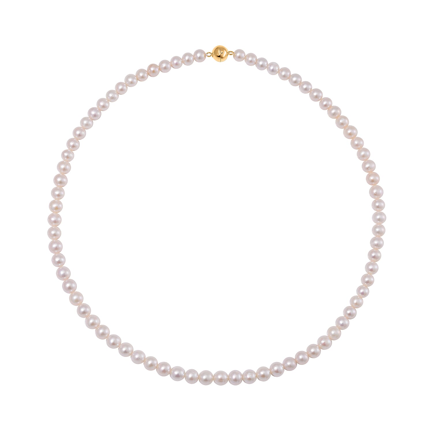 AAA Natural White Edison Pearl Necklace (Size - 20) in Yellow Gold Overlay Sterling Silver