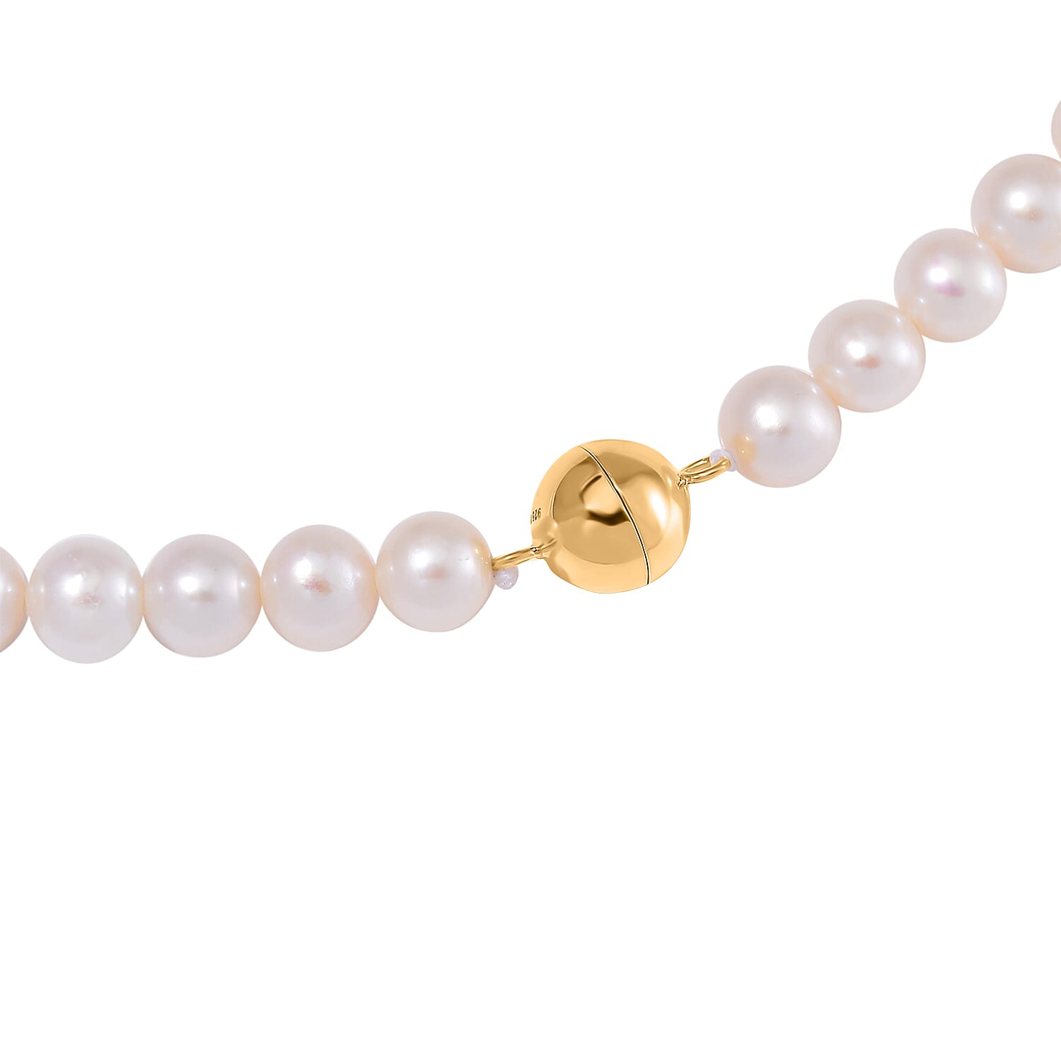 AAA Natural White Edison Pearl Necklace (Size - 20) in Yellow Gold Overlay Sterling Silver