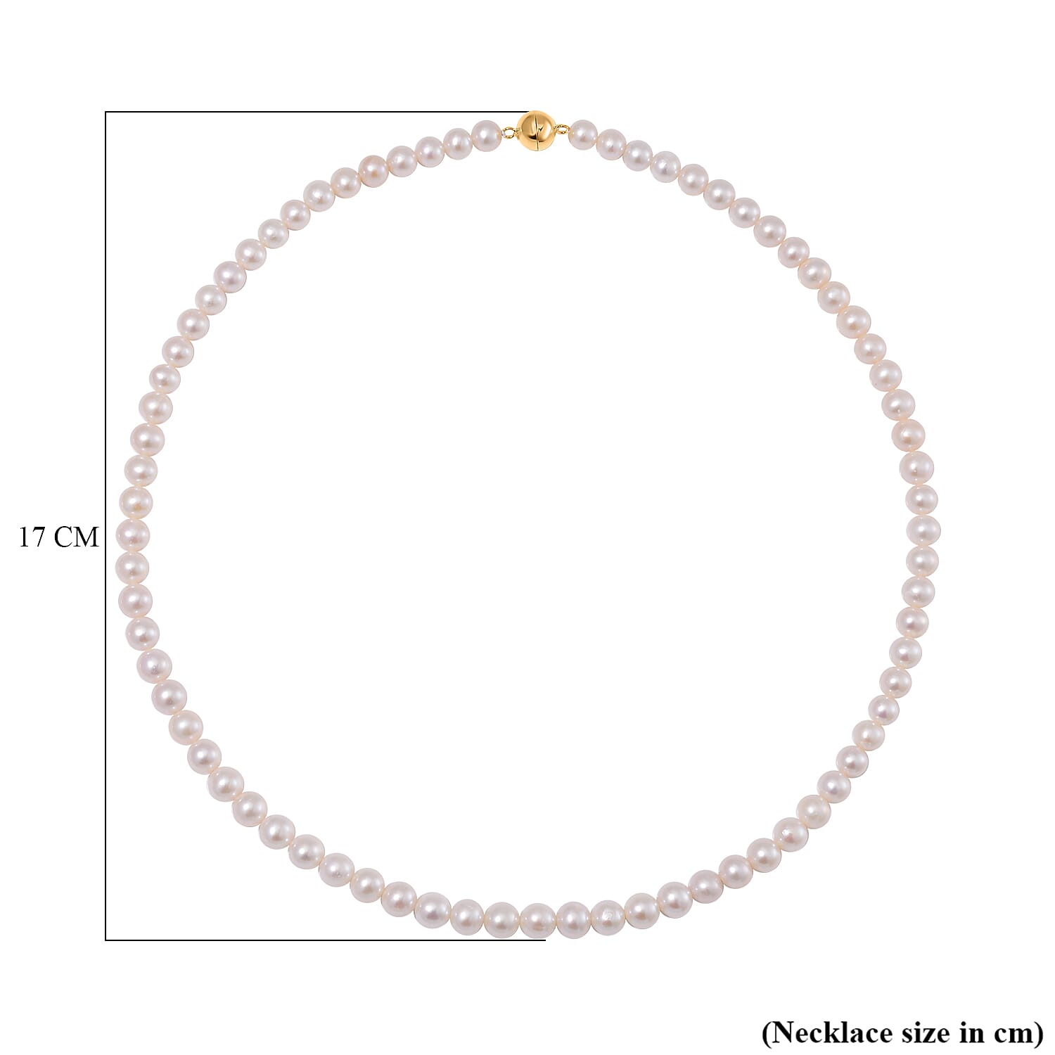 AAA Natural White Edison Pearl Necklace (Size - 20) in Yellow Gold Overlay Sterling Silver
