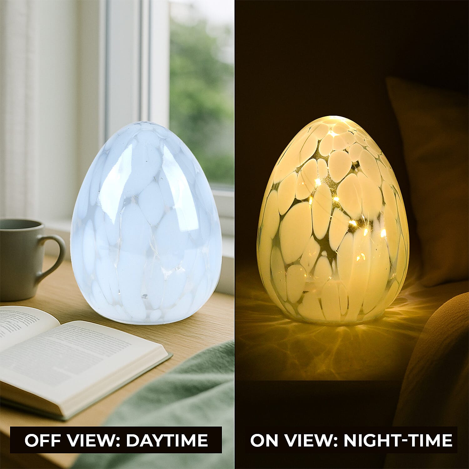 Ambient Egg Glass LED Lamp with String Lights