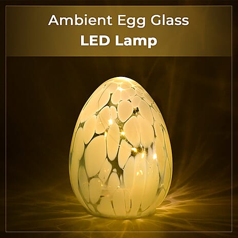 Ambient Egg Glass LED Lamp with String Lights (3xAAA Battery not inc.) - Light Blue