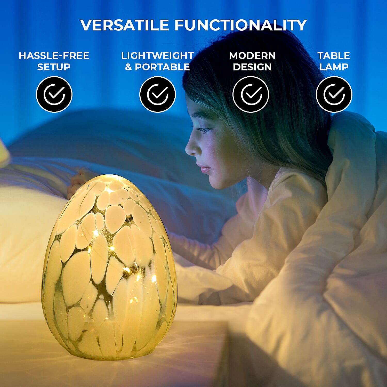 Ambient Egg Glass LED Lamp with String Lights
